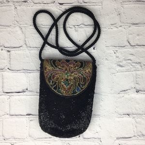 Vintage Bag Beaded Art Deco Purse Crossbody Mini Bag Flap Front Bright